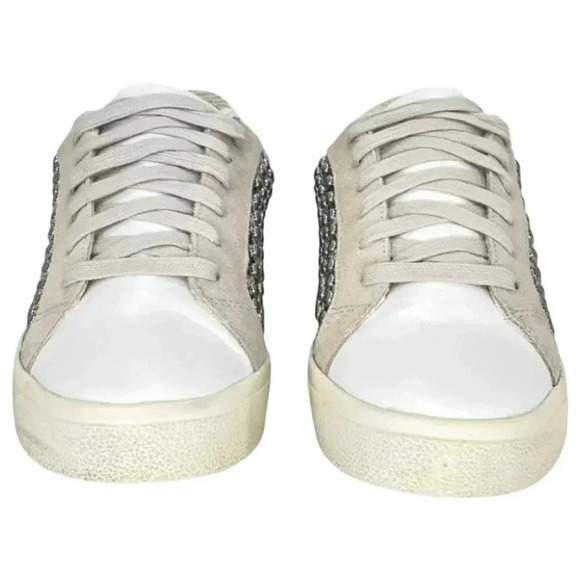 AQUA Womens Sneakers 6M Tess Grey Snake Print Leather Silver Studded - Picture 6 of 16